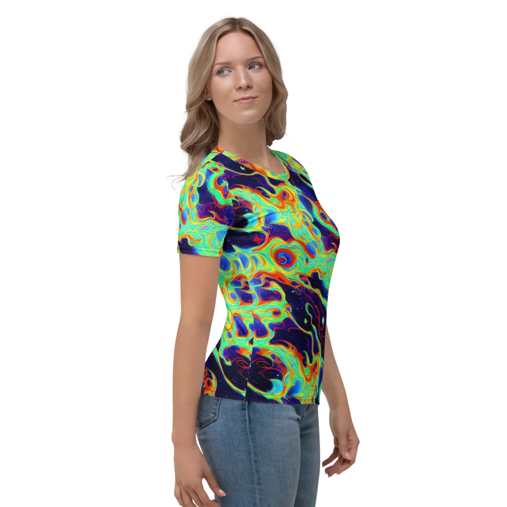 Neon Cosmos on Women's Crew Neck T-Shirt — Right