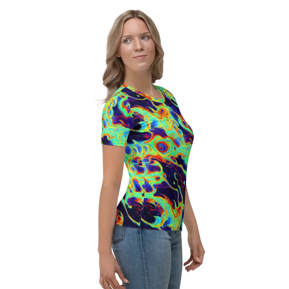 Neon Cosmos on Women's Crew Neck T-Shirt — Right