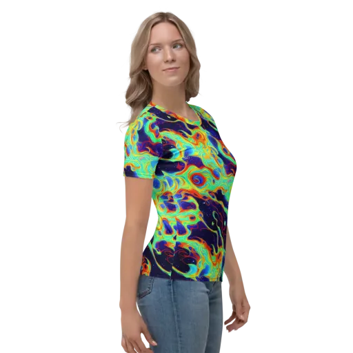 Neon Cosmos on a Women's Crew Neck T-Shirt