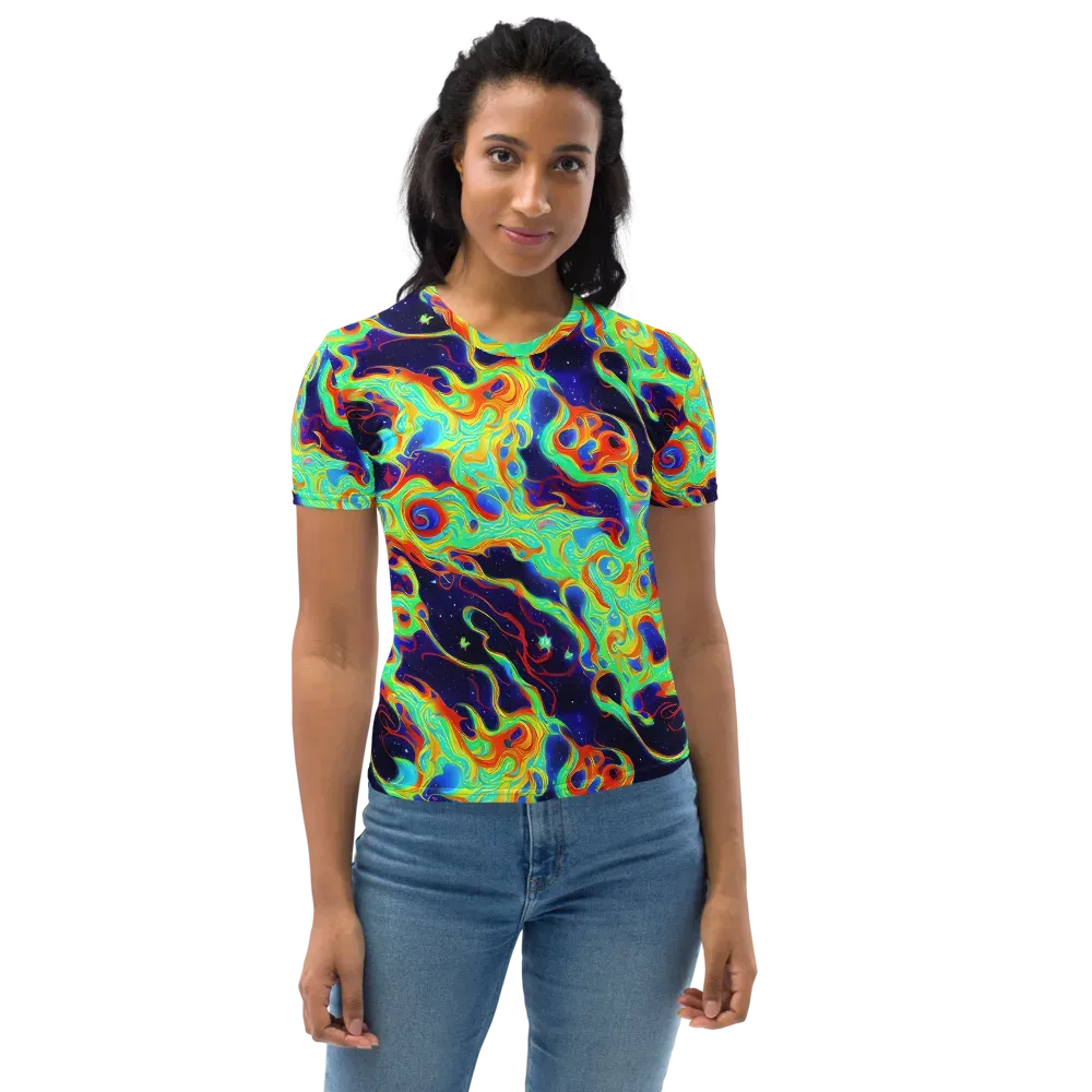 Neon Cosmos on Women's Crew Neck T-Shirt — Front