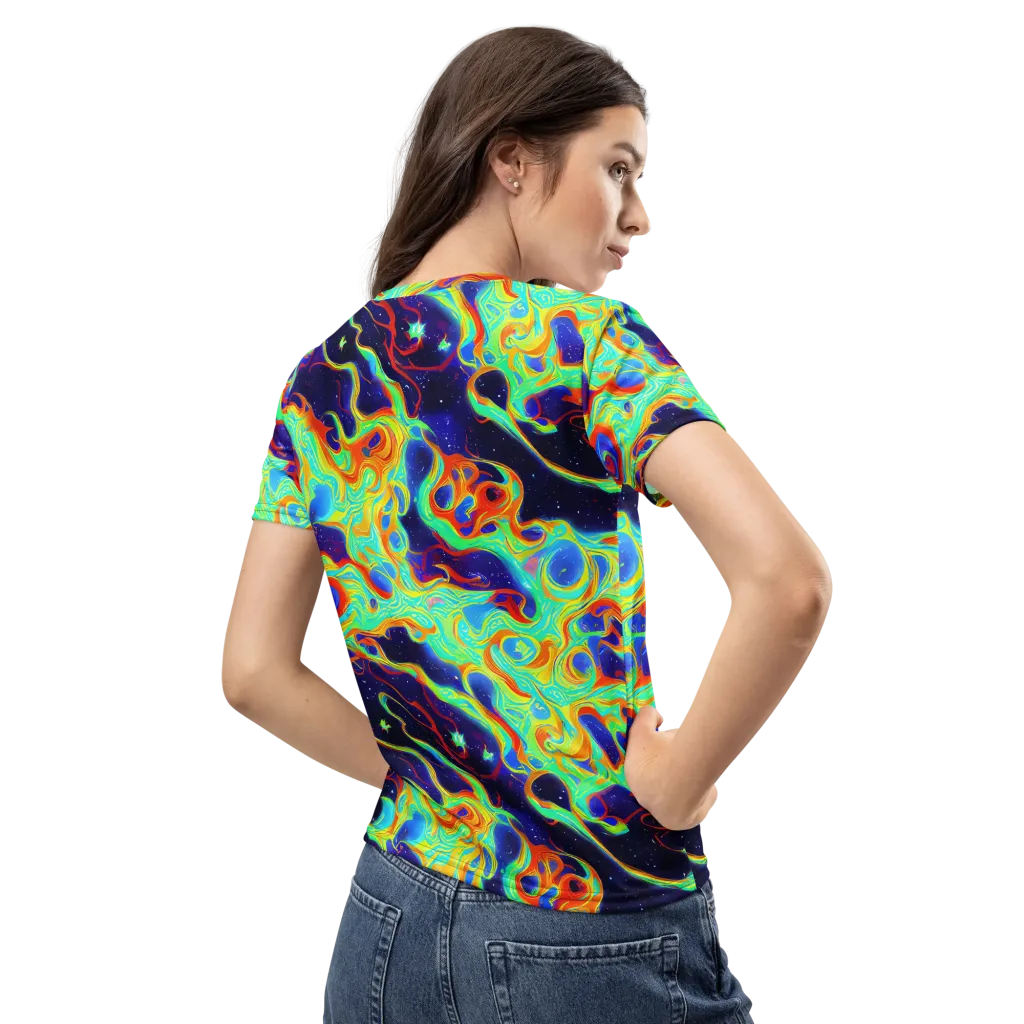 Neon Cosmos on Women's Crew Neck T-Shirt — Back