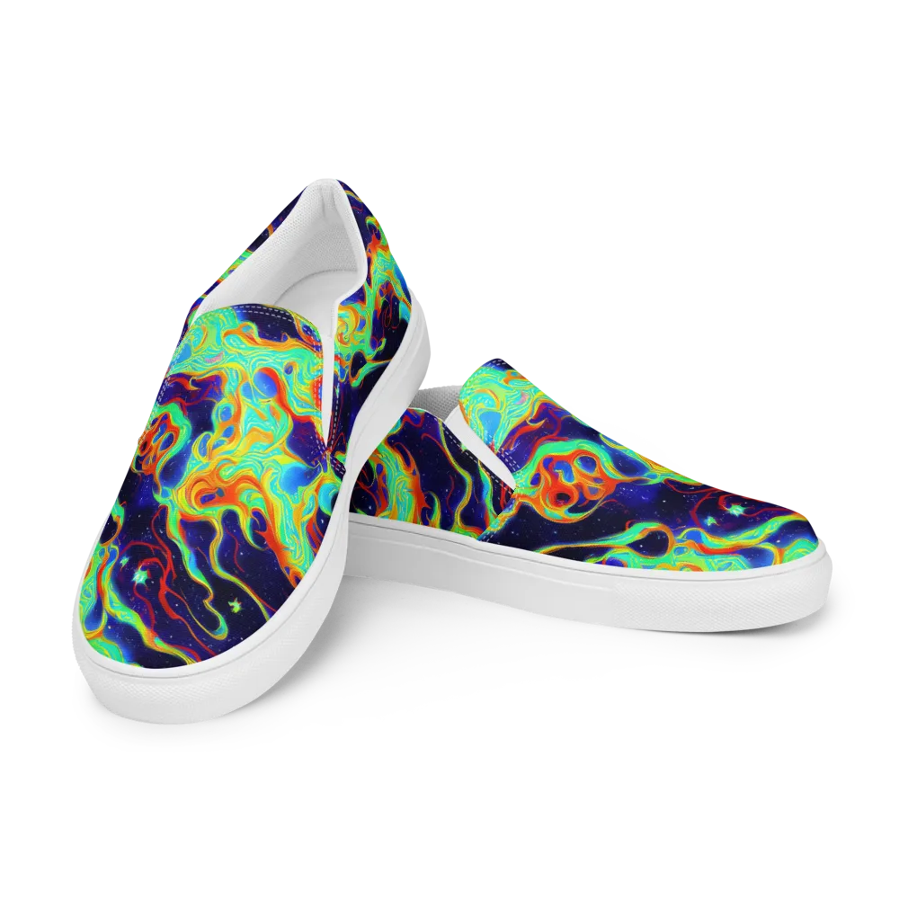 Neon Cosmos on Men's Slip-On Canvas Shoes — Left Front