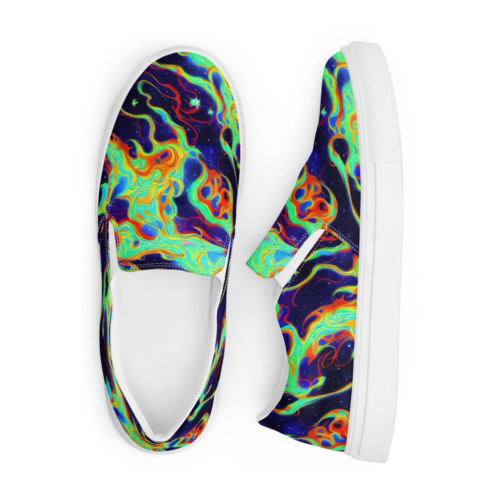 Neon Cosmos on Men's Slip-On Canvas Shoes — Front