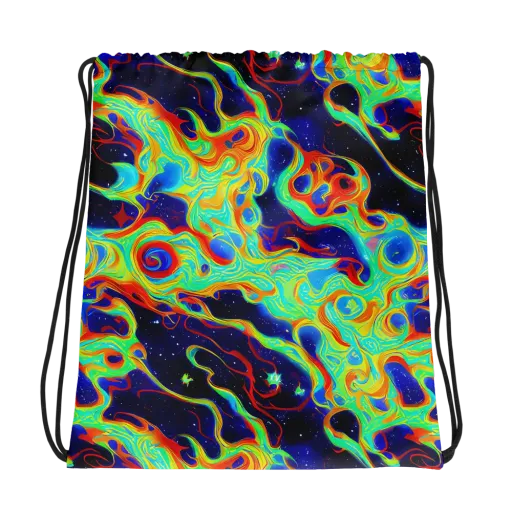 Neon Cosmos on a Drawstring Bag