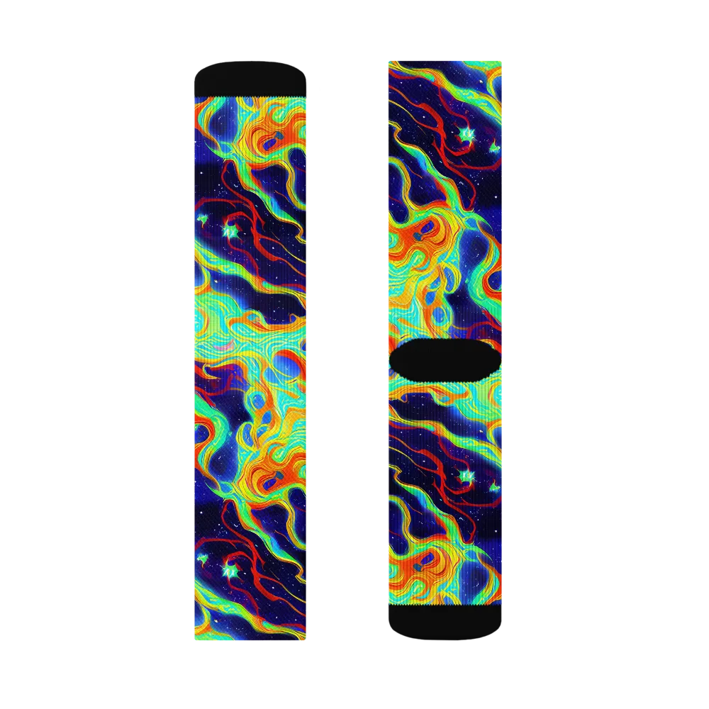 Neon Cosmos on Socks — Left Sock