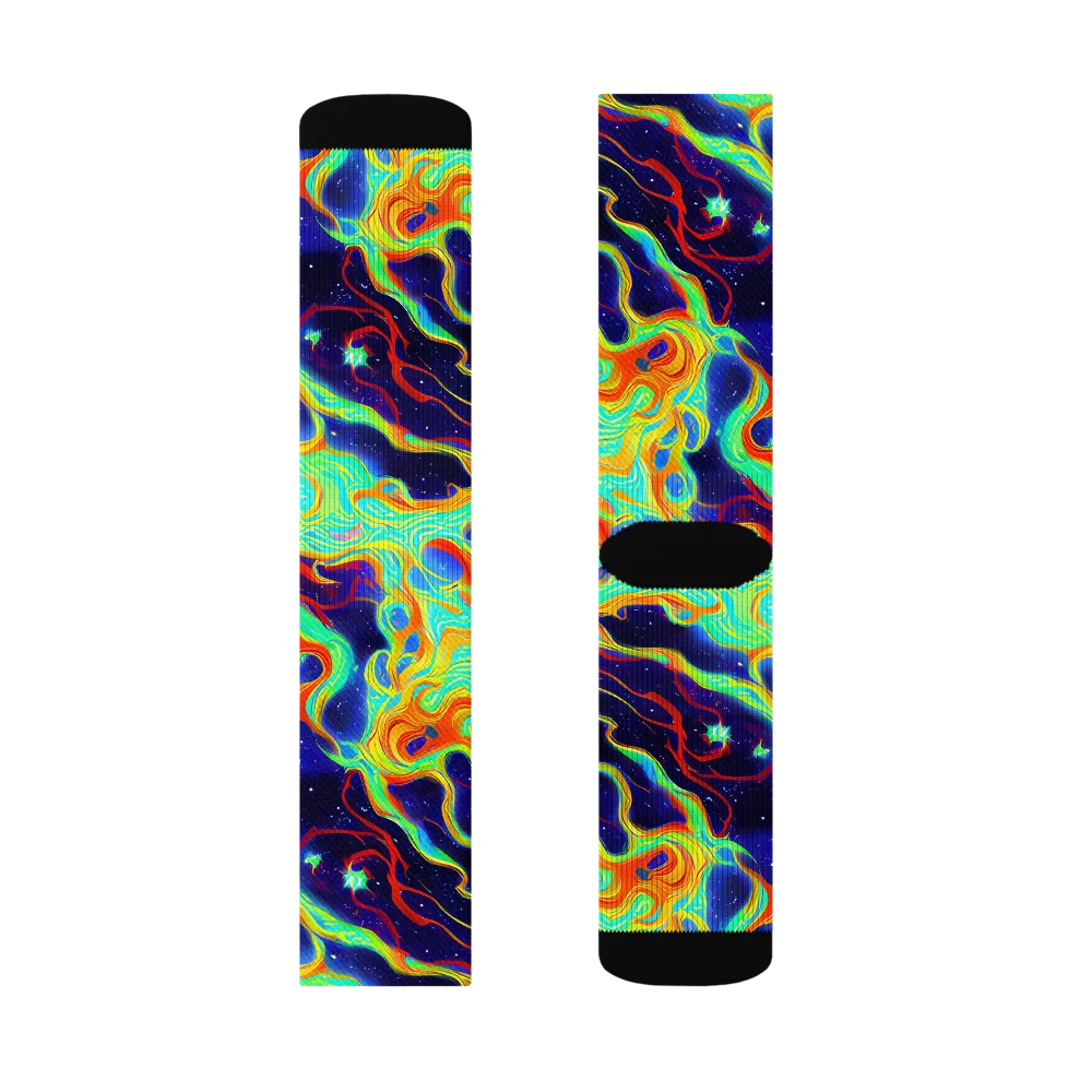 Neon Cosmos on Socks — Right Sock
