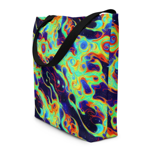 Neon Cosmos on a Large Tote Bag W/ Pocket