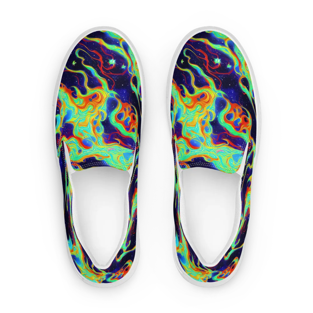 Neon Cosmos on Women's Slip-On Canvas Shoes — Front