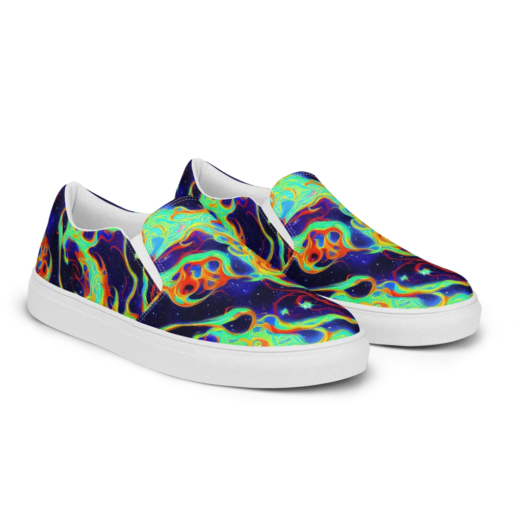 Neon Cosmos on Women's Slip-On Canvas Shoes — Right Front