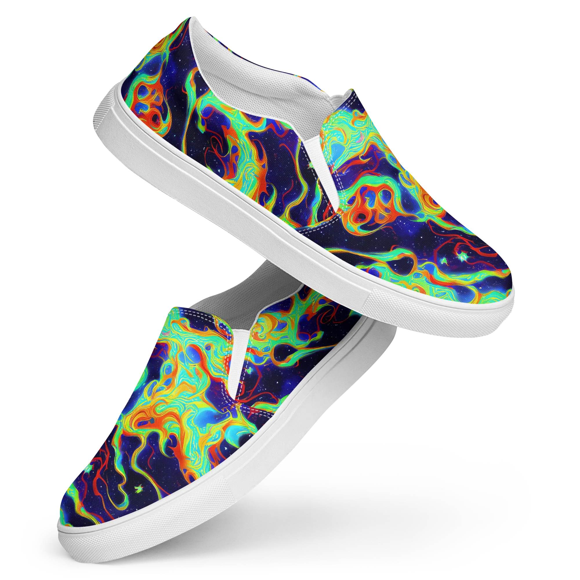 Neon Cosmos on Women's Slip-On Canvas Shoes — Front