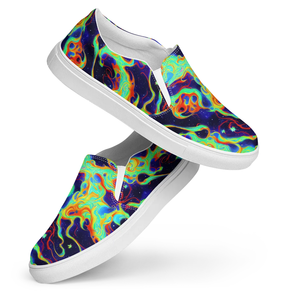 Neon Cosmos on Women's Slip-On Canvas Shoes — Front