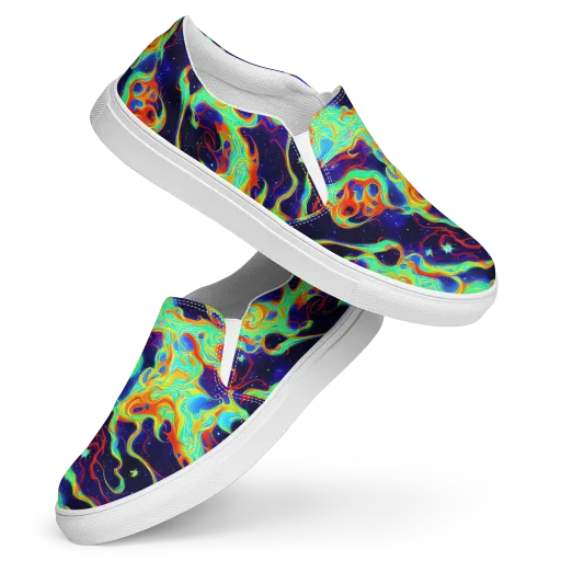 Neon Cosmos on a Women's Slip-On Canvas Shoes