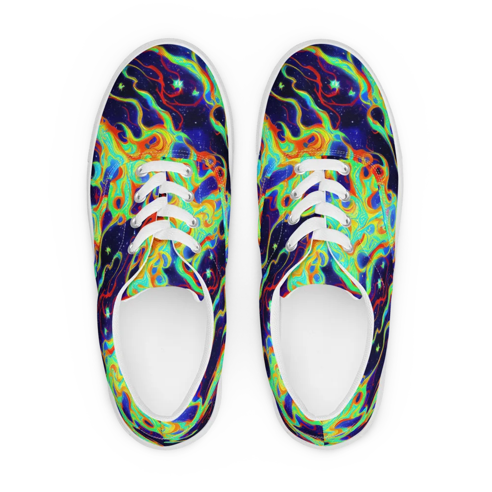Neon Cosmos on Men's Lace-Up Canvas Shoes — Front