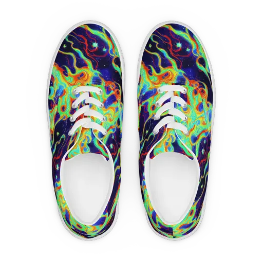 Neon Cosmos on a Men's Lace-Up Canvas Shoes