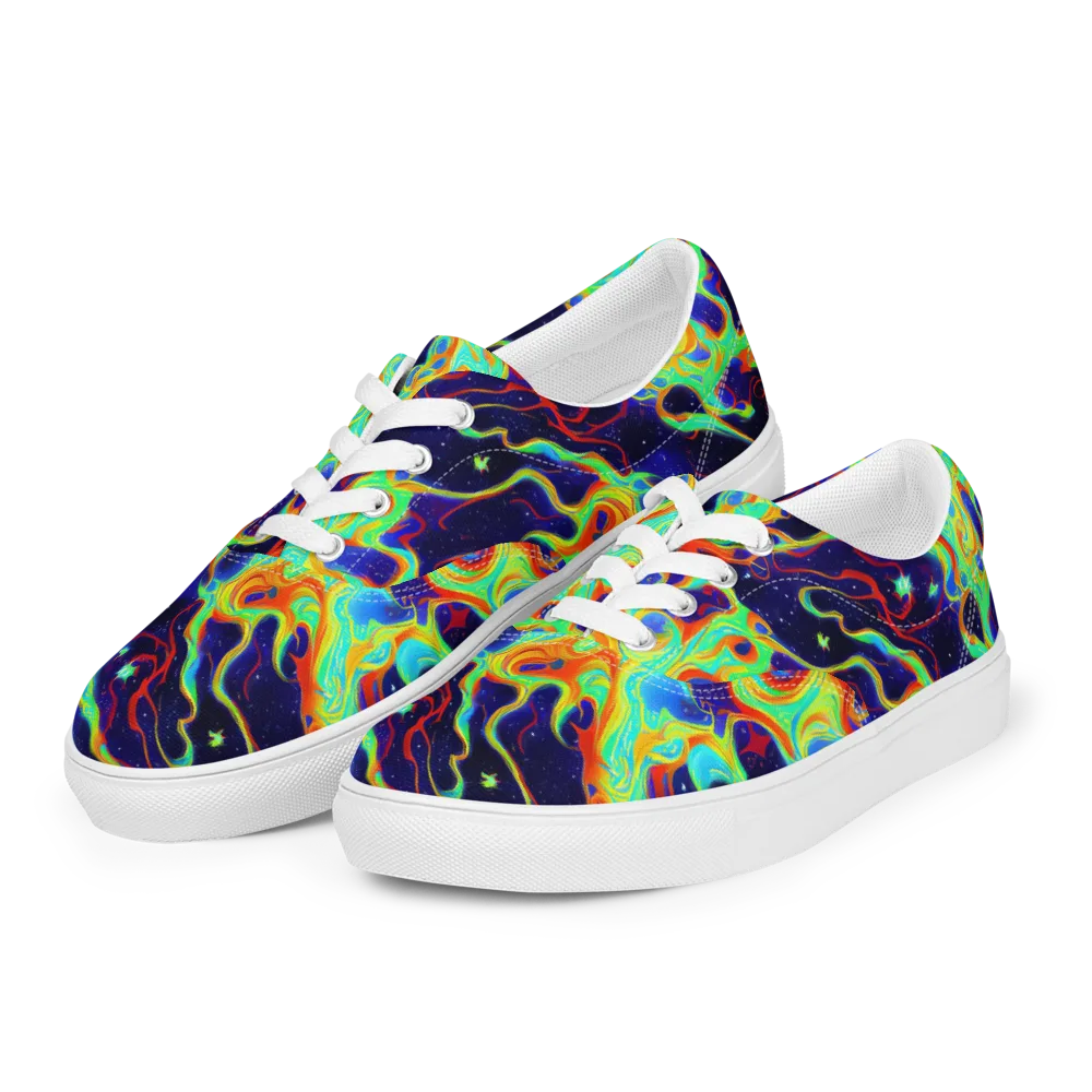 Neon Cosmos on Men's Lace-Up Canvas Shoes — Left Front