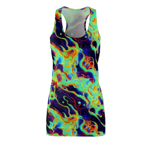 Neon Cosmos on a Racerback Dress