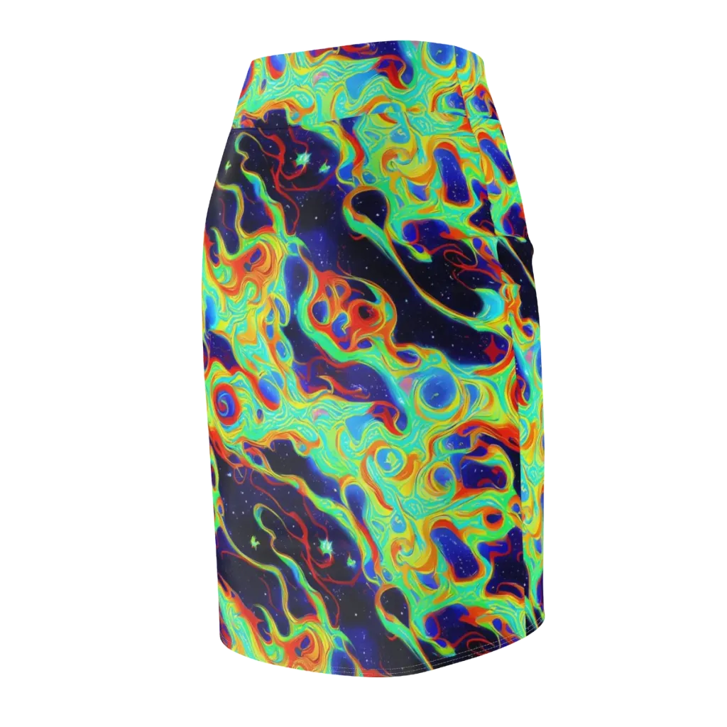 Neon Cosmos on Pencil Skirt — Back Side