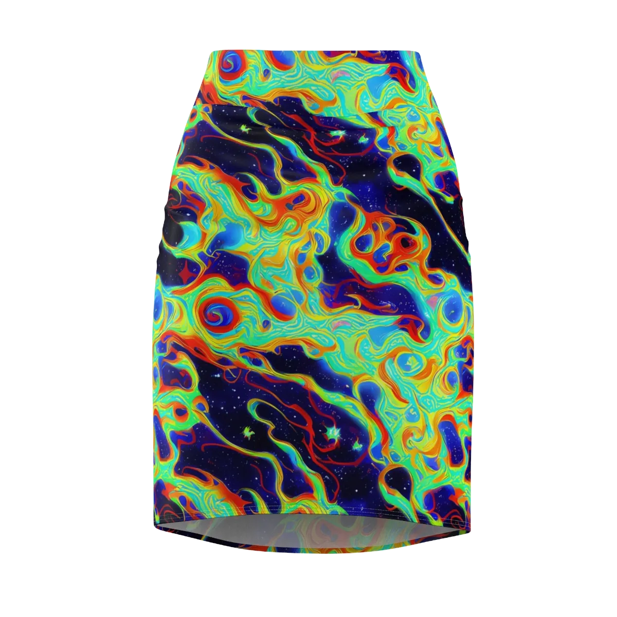 Neon Cosmos on Pencil Skirt — Front