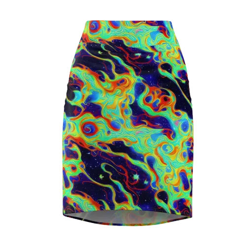 Neon Cosmos on a Pencil Skirt