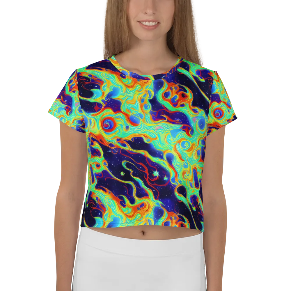 Neon Cosmos on Crop Tee — Front
