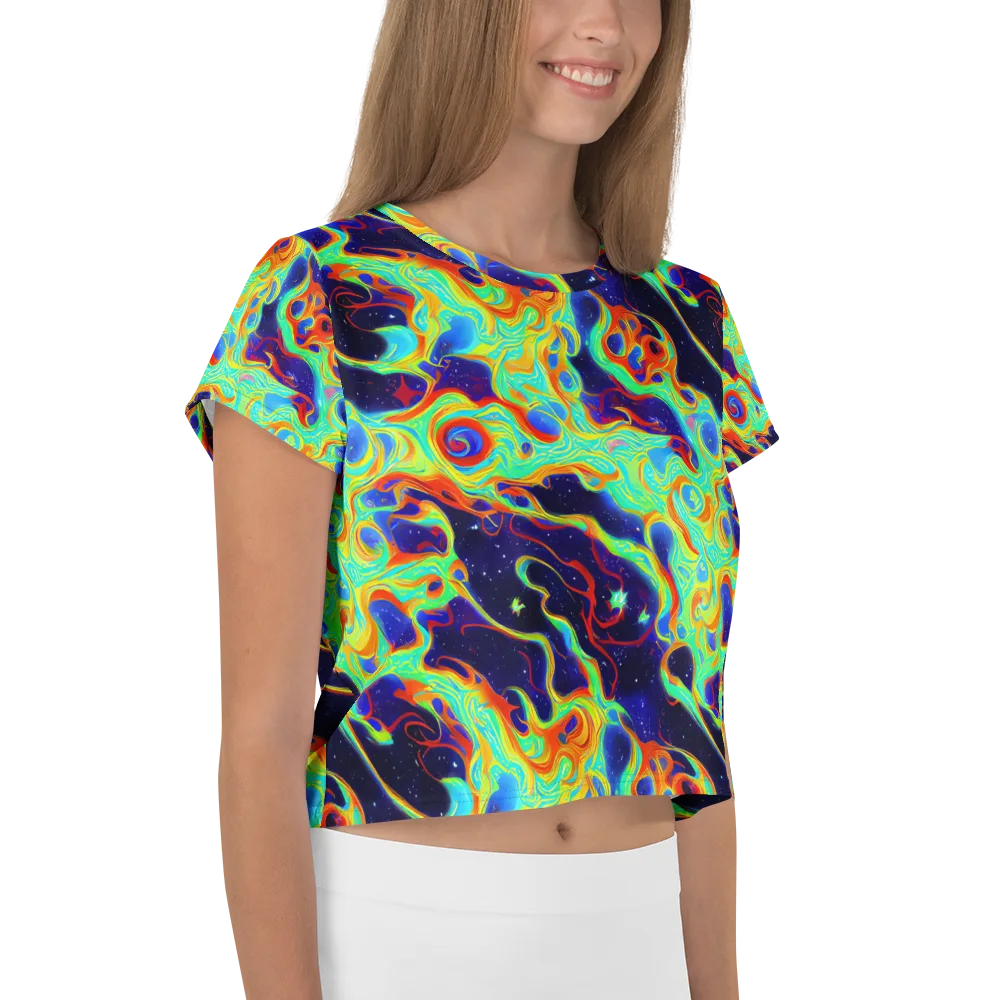 Neon Cosmos on Crop Tee — Right
