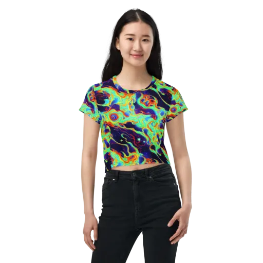 Neon Cosmos on a Crop Tee