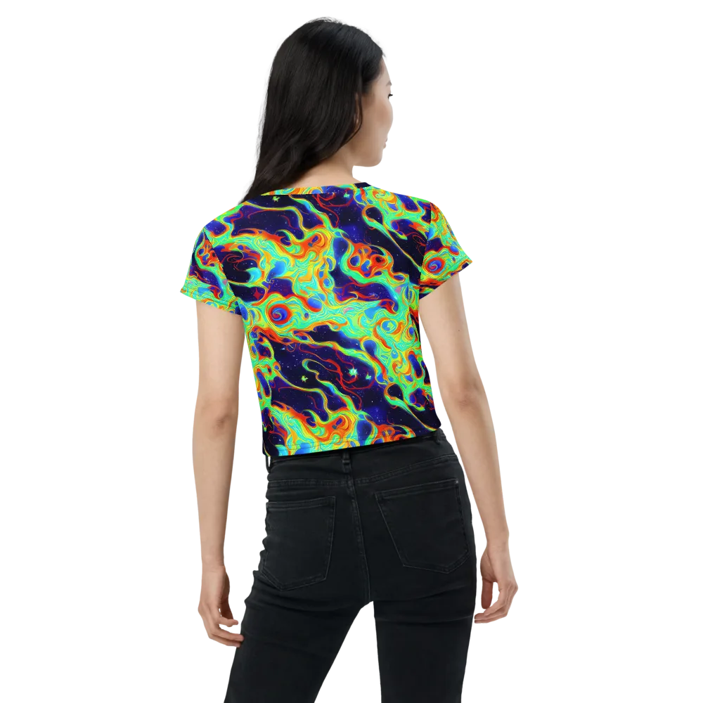 Neon Cosmos on Crop Tee — Back