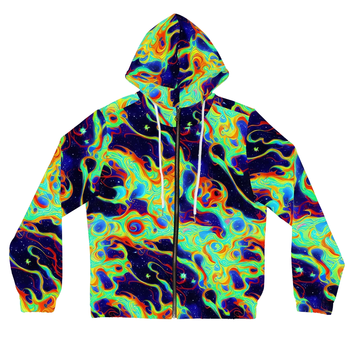 Neon Cosmos on Women's Full-Zip Hoodie — Front