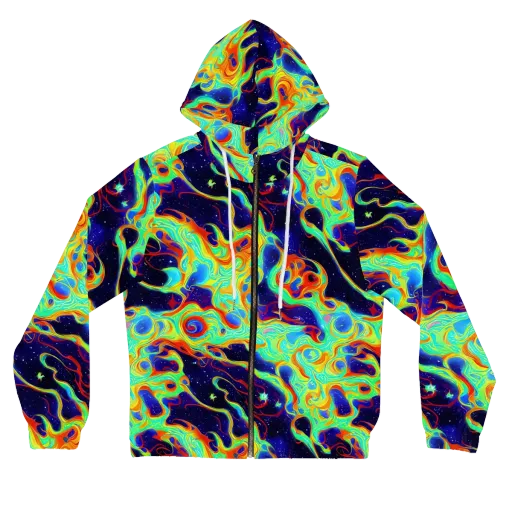 Neon Cosmos on a Women's Full-Zip Hoodie