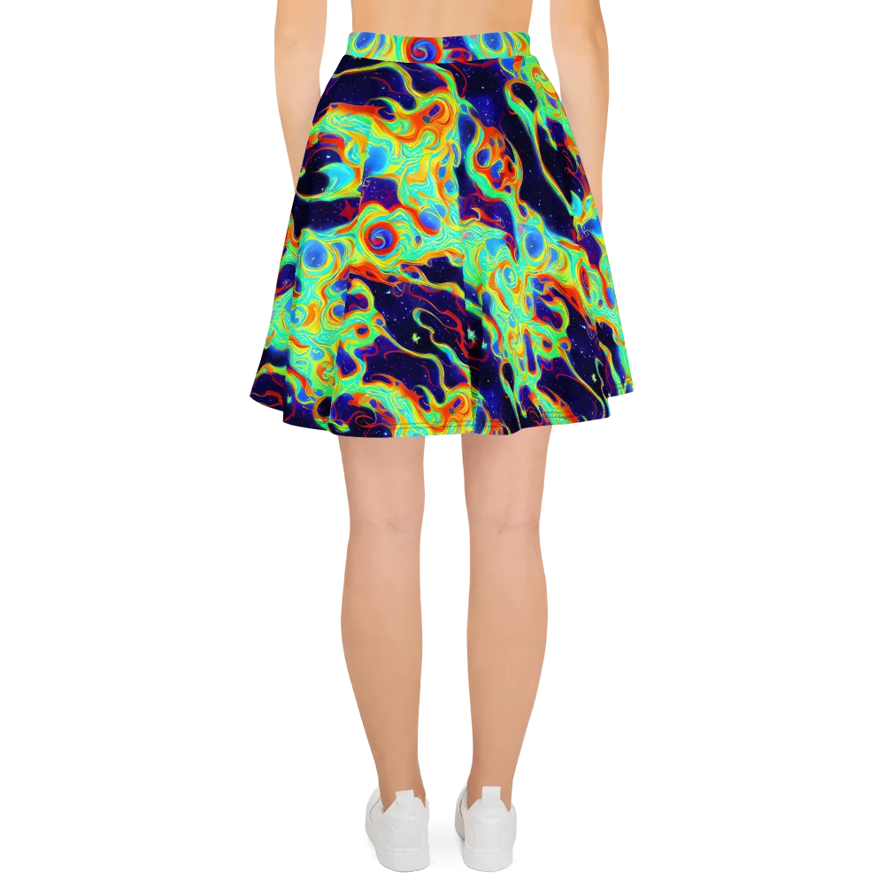 Neon Cosmos on Skater Skirt — Back