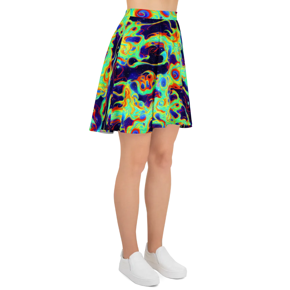 Neon Cosmos on Skater Skirt — Right