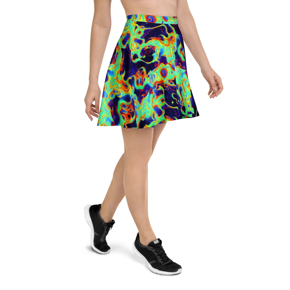 Neon Cosmos on Skater Skirt — Right
