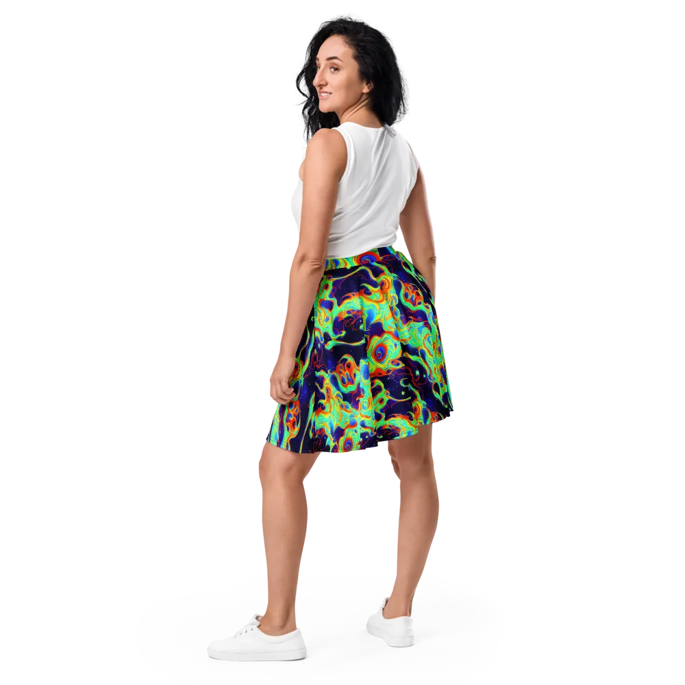 Neon Cosmos on Skater Skirt — Back