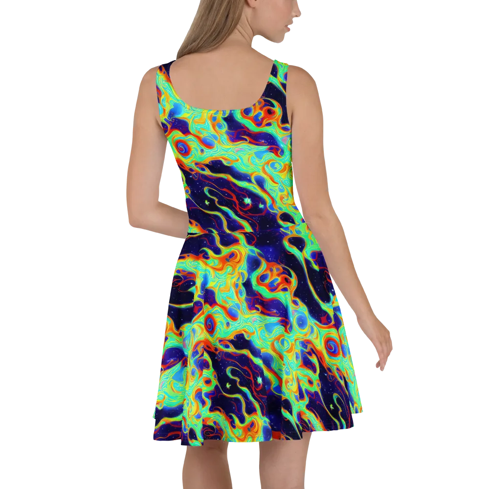 Neon Cosmos on Skater Dress — Back