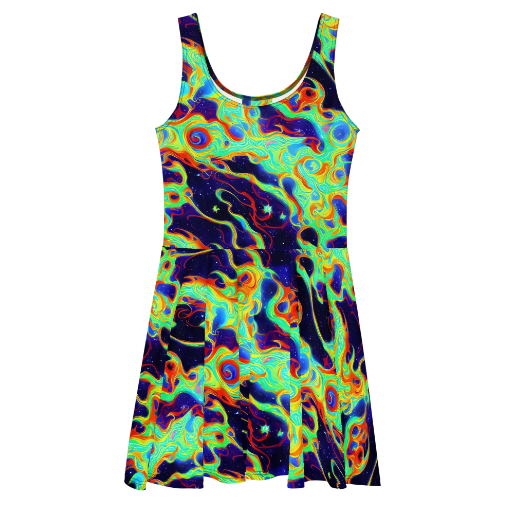 Neon Cosmos on Skater Dress — Front