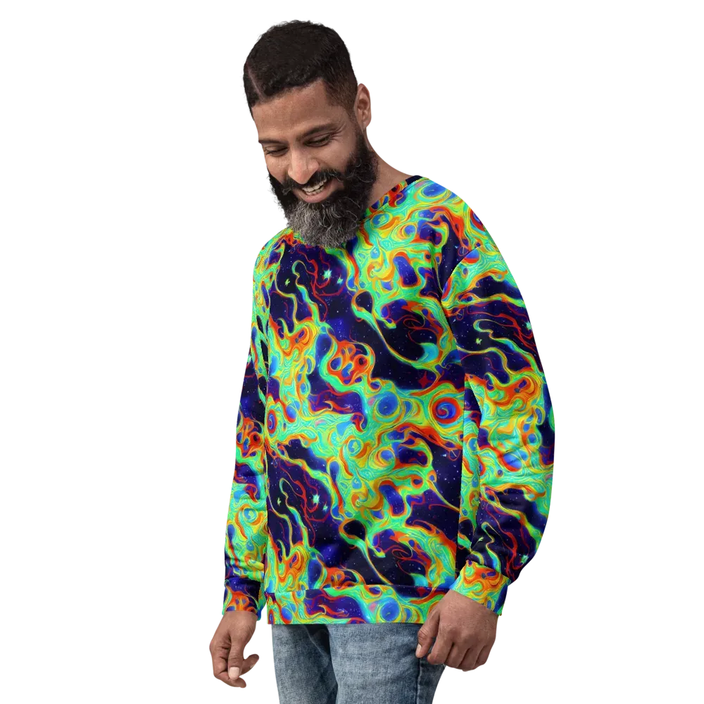 Neon Cosmos on Sweatshirt — Left Front