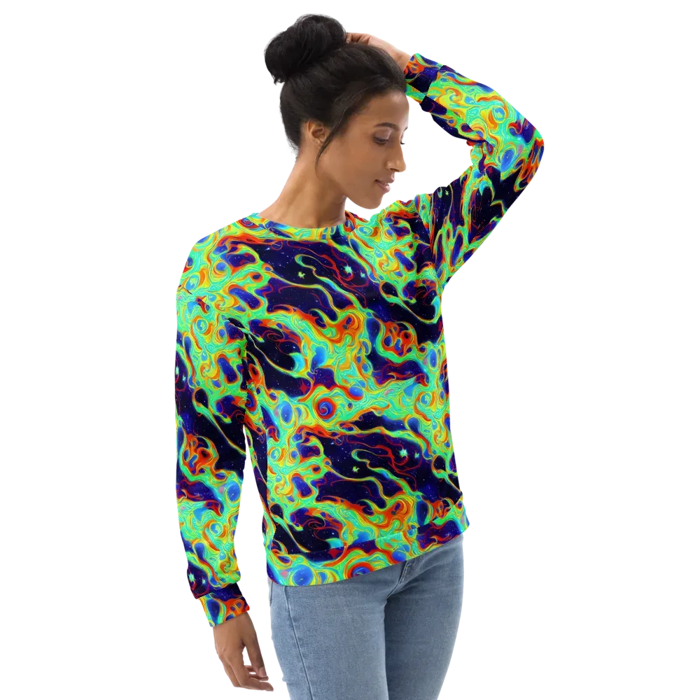 Neon Cosmos on Sweatshirt — Right Front