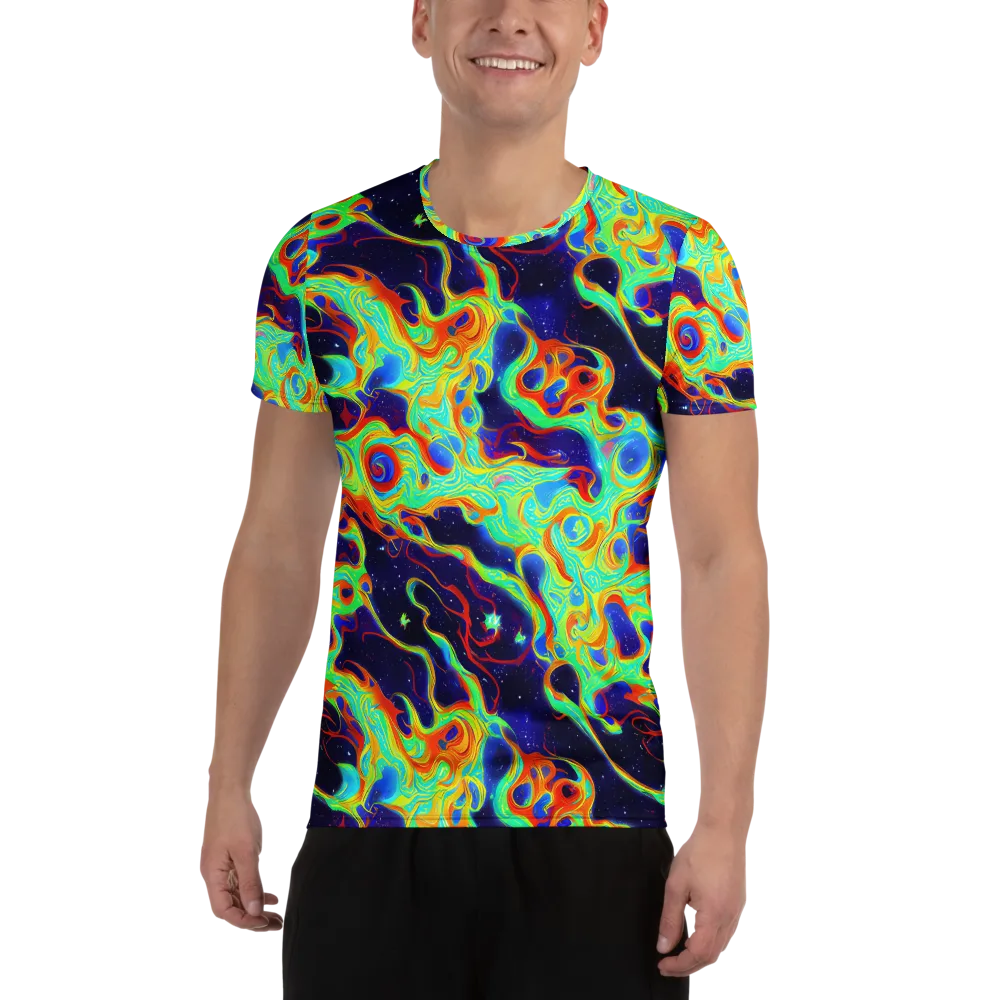 Neon Cosmos on Men's Athletic T-Shirt — Front