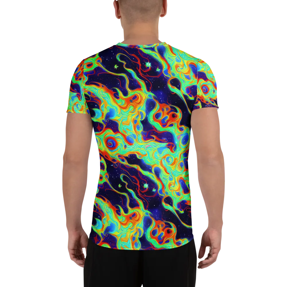 Neon Cosmos on Men's Athletic T-Shirt — Back