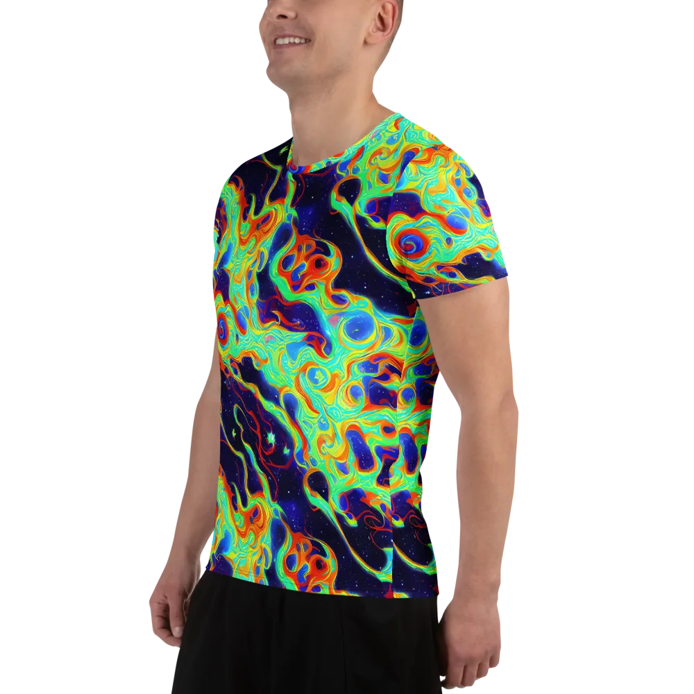 Neon Cosmos on Men's Athletic T-Shirt — Left