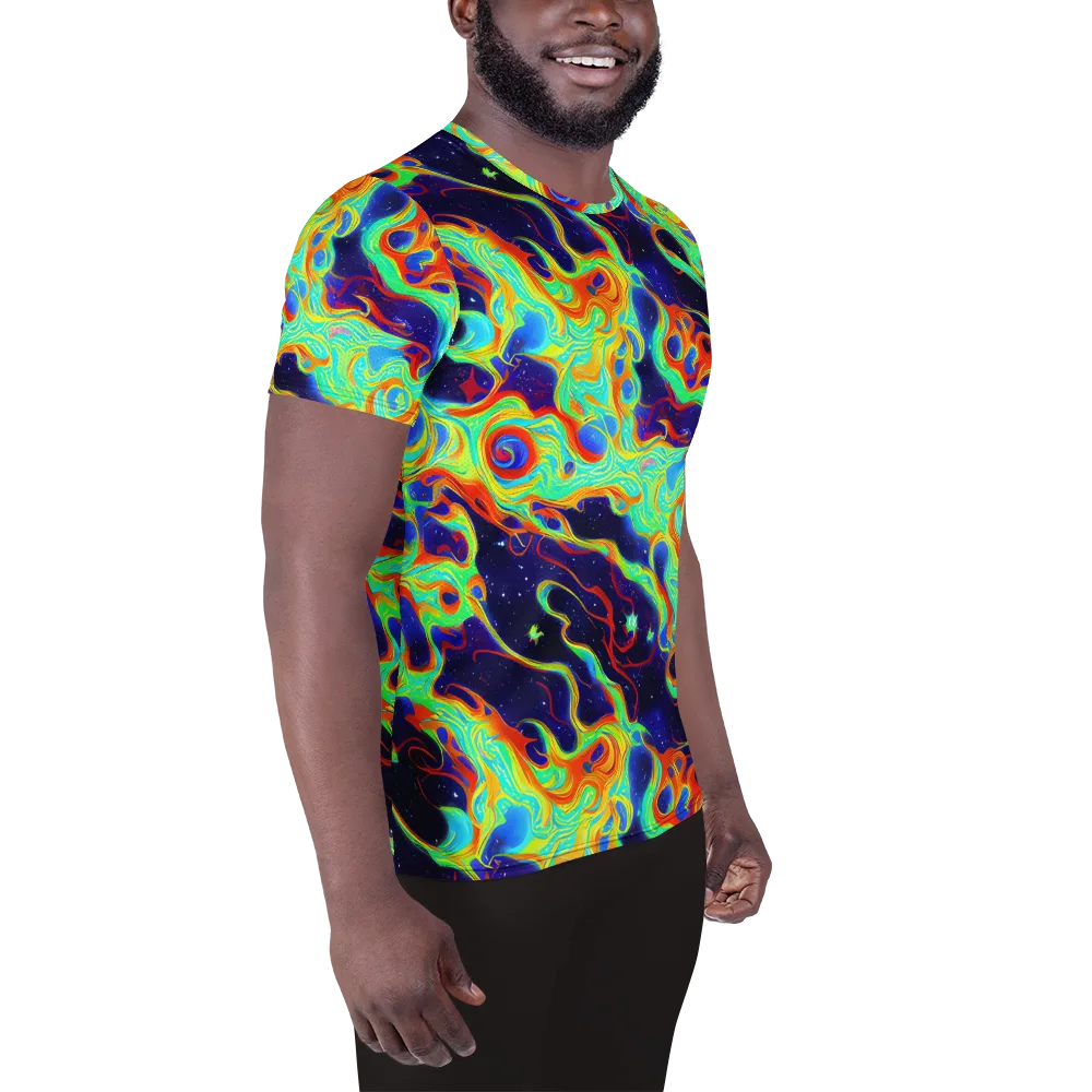 Neon Cosmos on Men's Athletic T-Shirt — Right