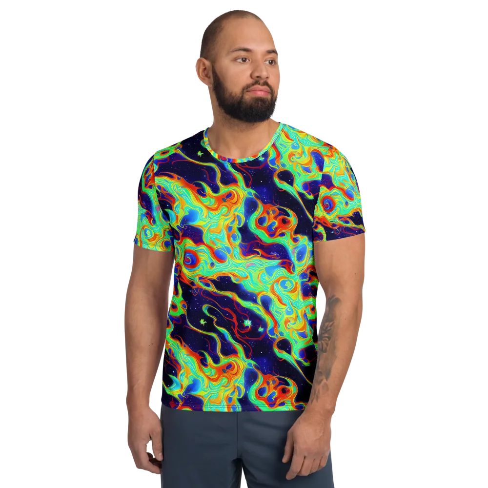 Neon Cosmos on Men's Athletic T-Shirt — Front