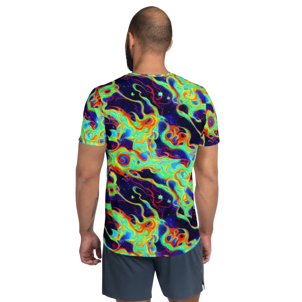 Neon Cosmos on Men's Athletic T-Shirt — Back