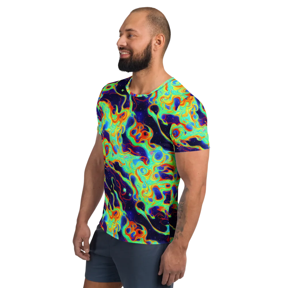 Neon Cosmos on Men's Athletic T-Shirt — Left