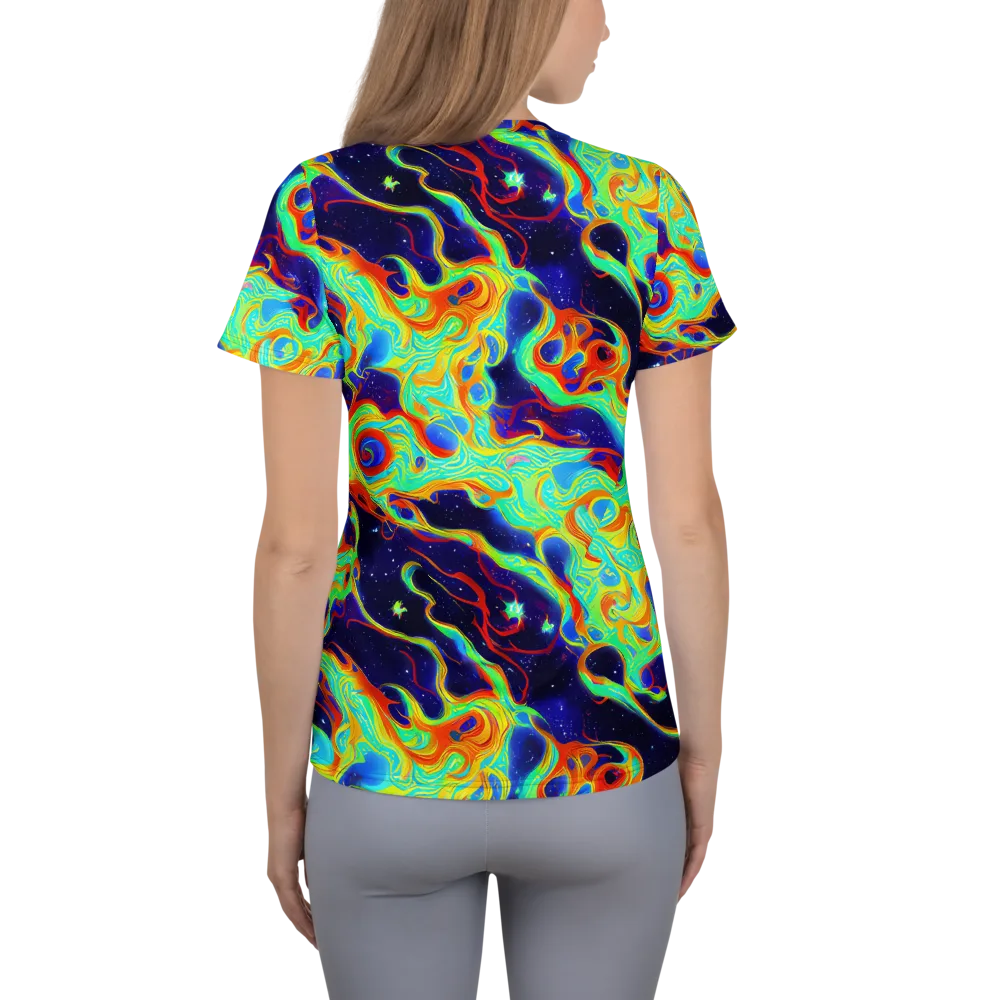 Neon Cosmos on Women's Athletic T-Shirt — Back