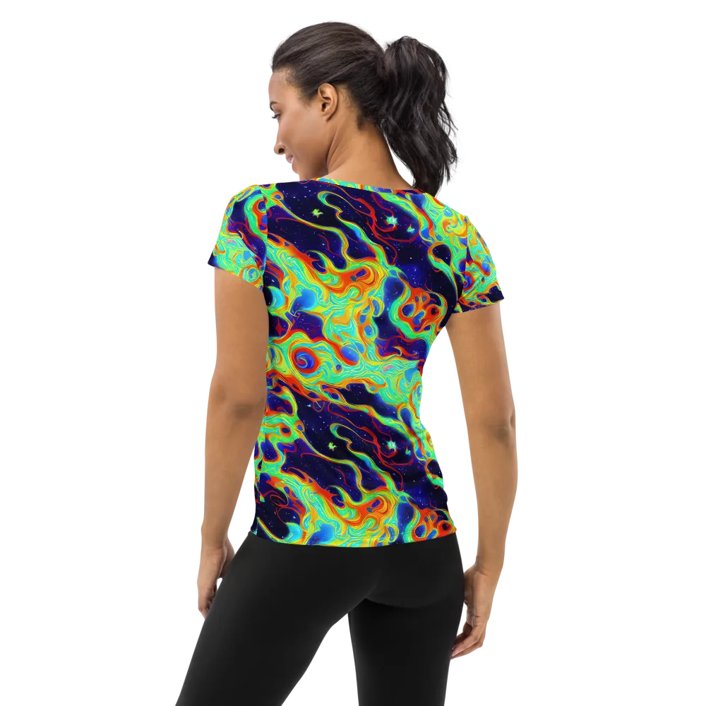 Neon Cosmos on Women's Athletic T-Shirt — Back