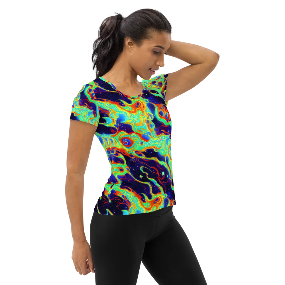 Neon Cosmos on Women's Athletic T-Shirt — Right