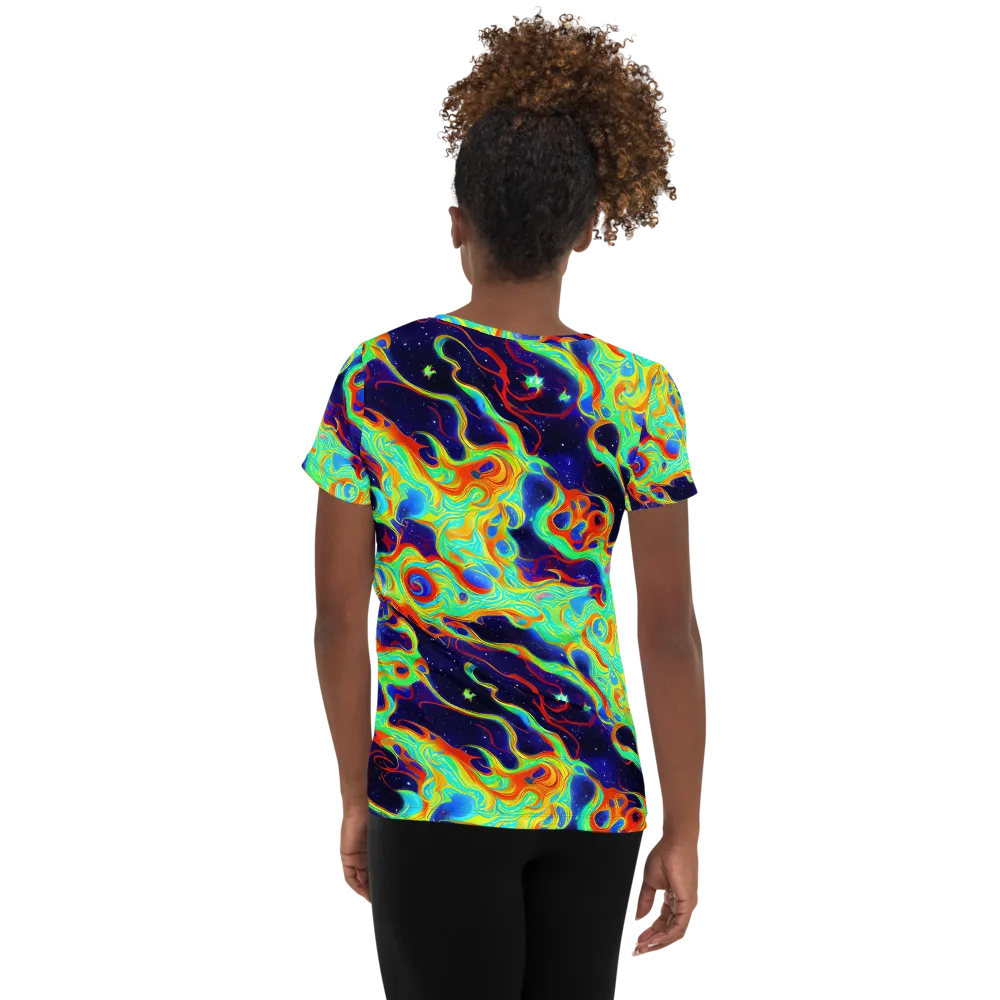Neon Cosmos on Women's Athletic T-Shirt — Back
