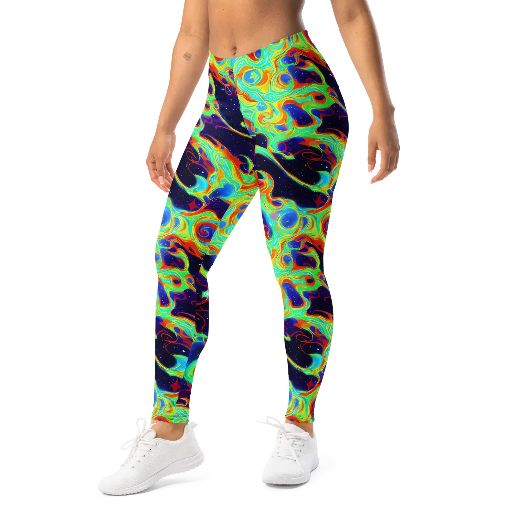 Neon Cosmos on Leggings — Left Front