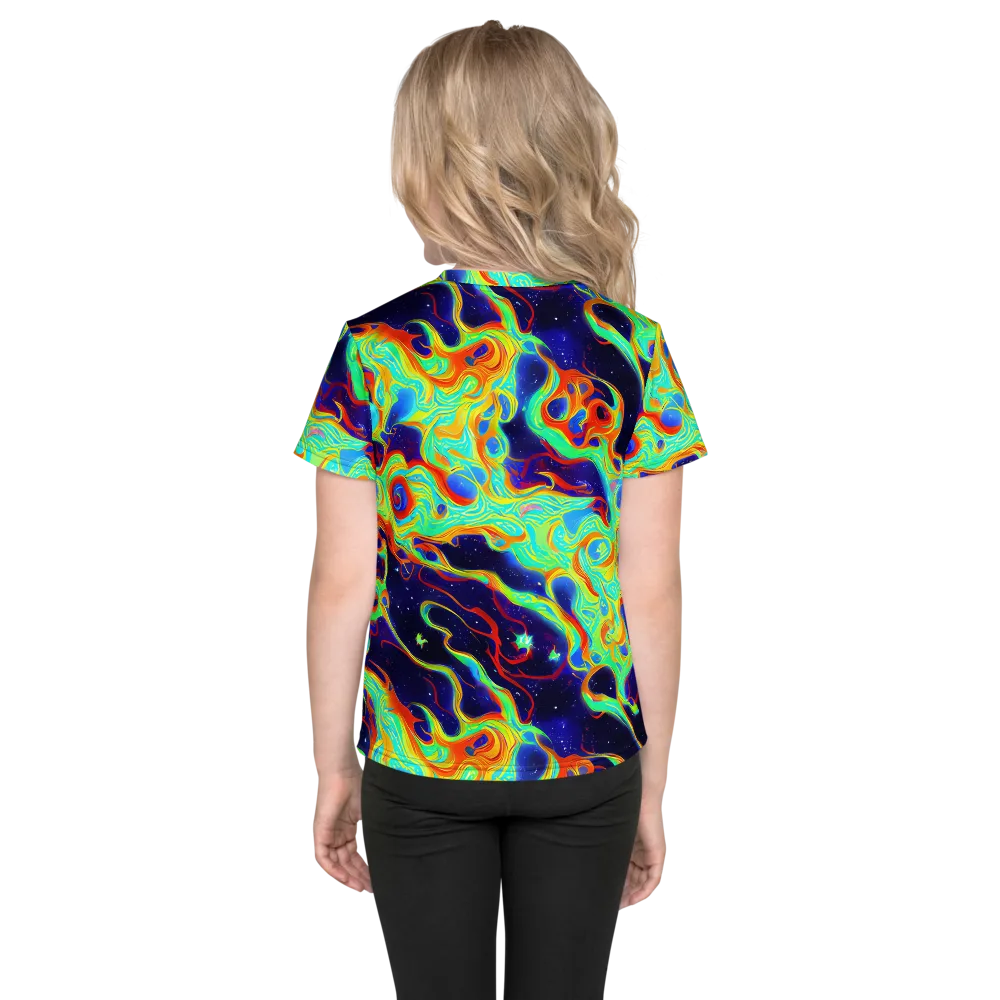 Neon Cosmos on Kids Crew Neck T-Shirt — Back